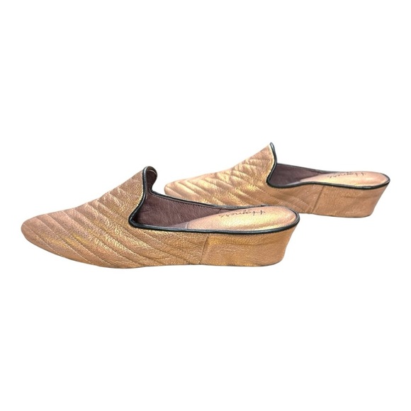 Homers Quilted Artisan Bronze Metallic Leather Mule Slides Quiet Lux | Sz 38 - Picture 8 of 10